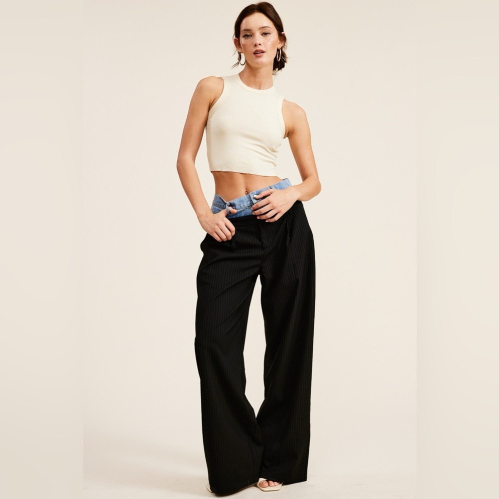 Denim Waistband Trousers in Black. New with Tags - Picture 5 of 7